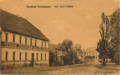 Ansichtskarte Gasthof Zschipkau, Papier, 13,5 x 8,6 cm, um 1920, Foto: © Unbekannt